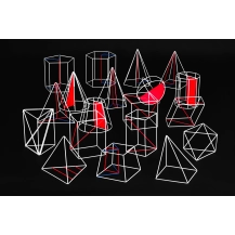Bryły geometryczne szkieletowe wys.20 cm.18 szt.